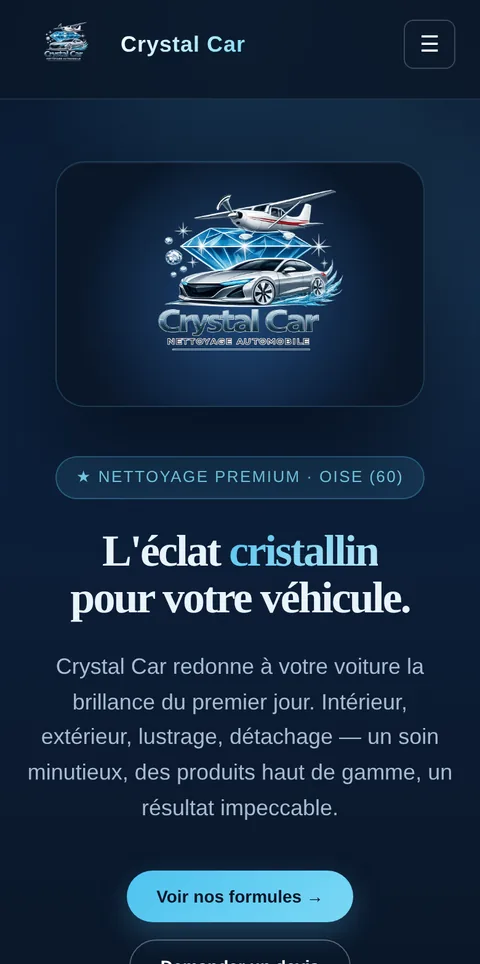 Version mobile du site Crystal Car