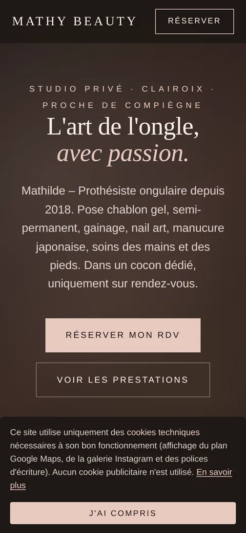 Version mobile du site Mathy Beauty